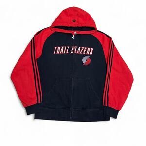 Y2K Adidas Portland Trail Blazers Zip Up Hoodie Sweatshirt